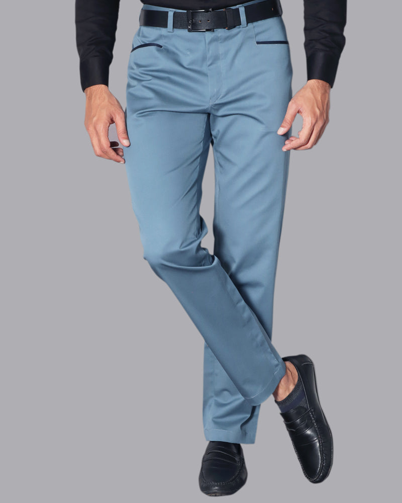 Daily Office Wear Sky Blue Trousers + Free Shipping