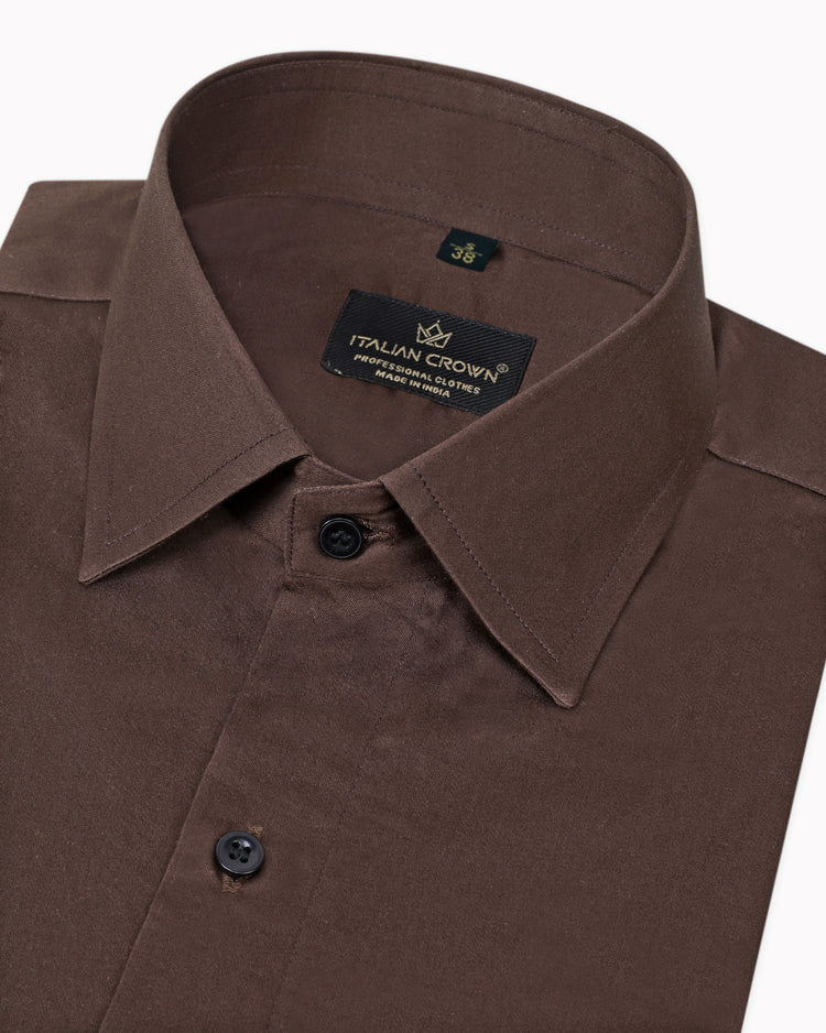 Dark brown plain Giza cotton shirt for men 
