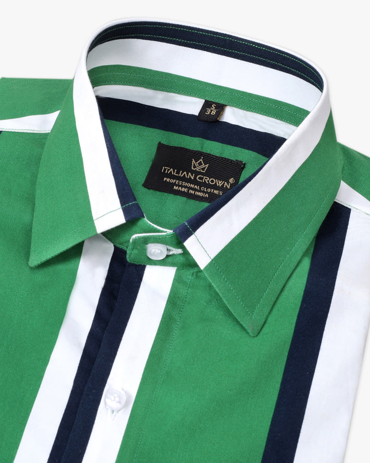 Green and white striped shirt men