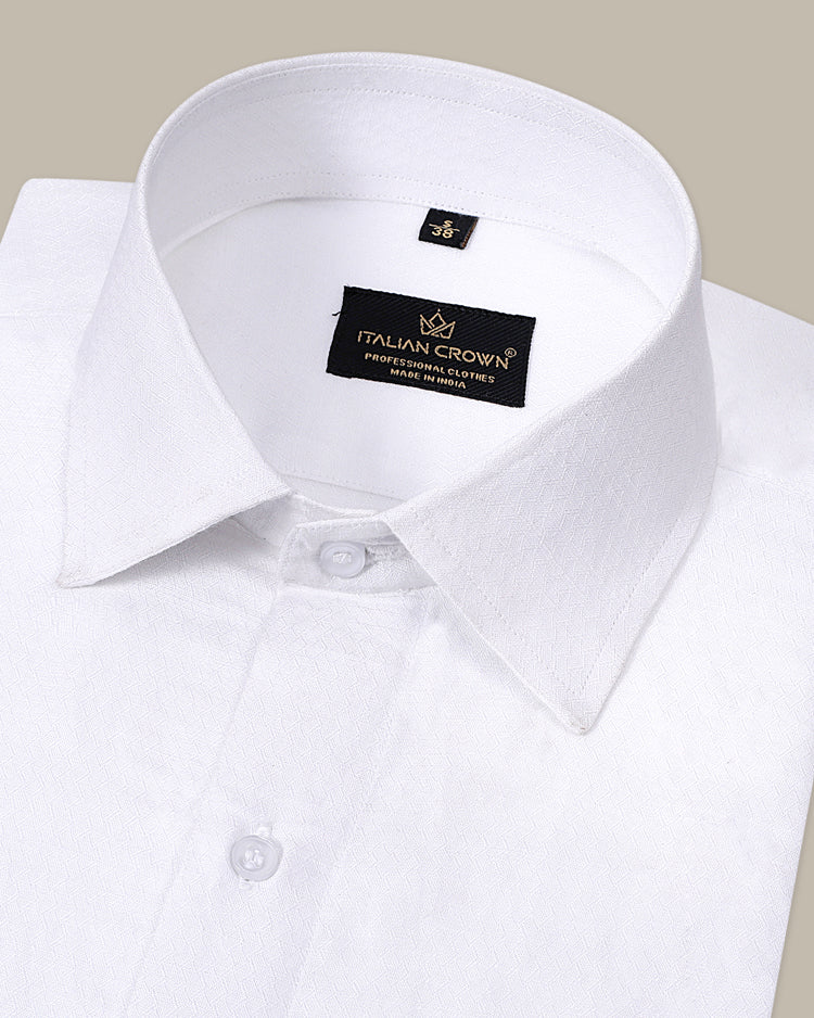 Jacquard print shirt in white for men
