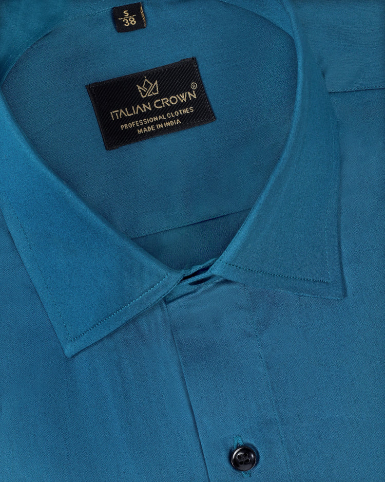 Peacock blue Giza cotton shirt for men