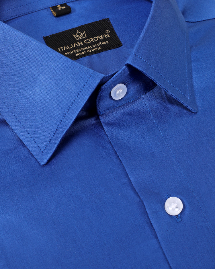 Persian blue plain Giza cotton shirt for men