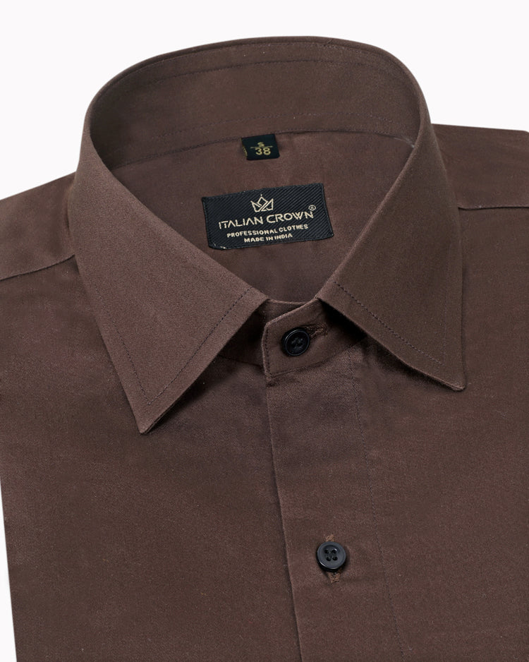 Premium dark brown Giza cotton shirt for men