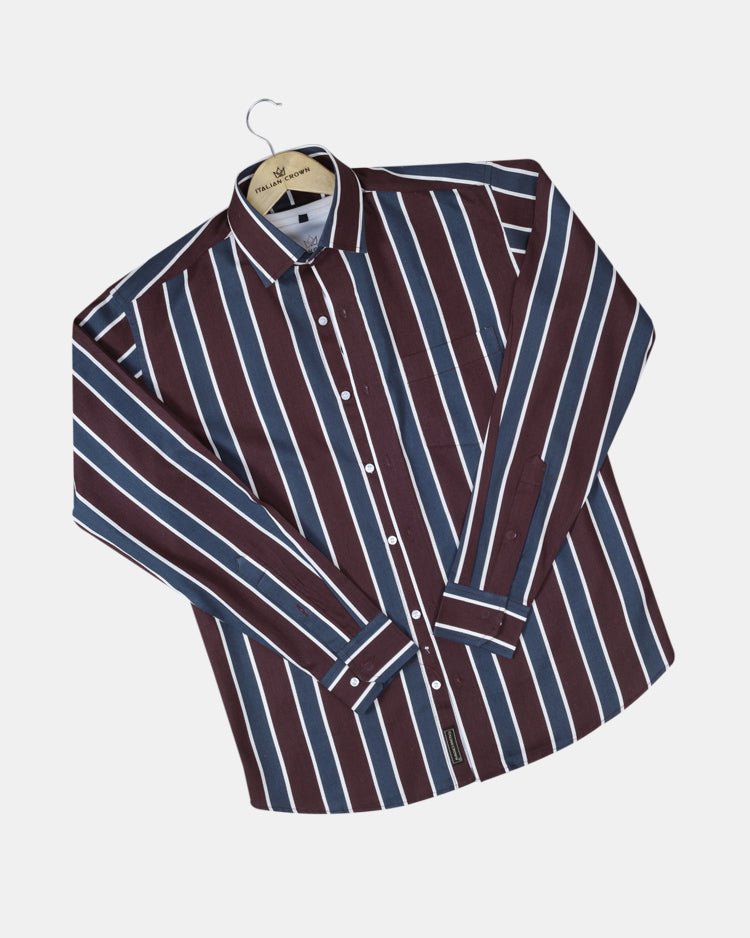 Striped shirt with brown tones for men