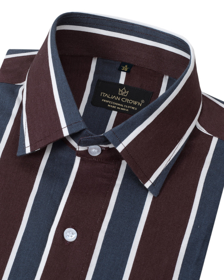 Stylish dark brown striped shirt for men