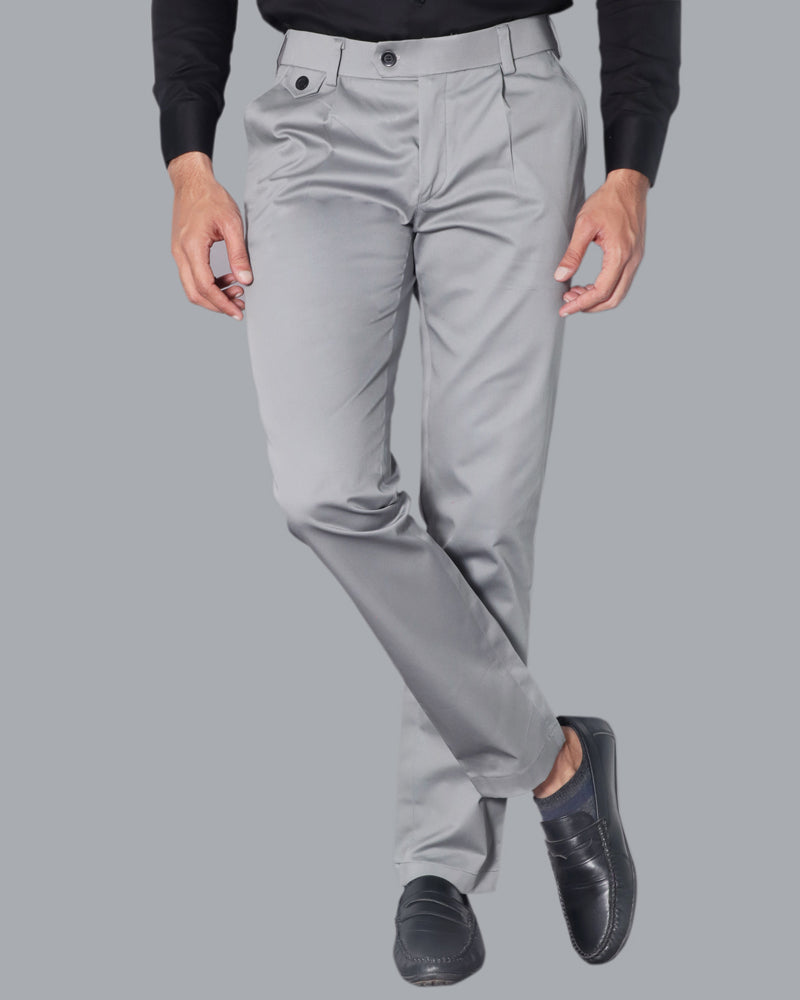 Charming Dark Silver Formal Lycra pants