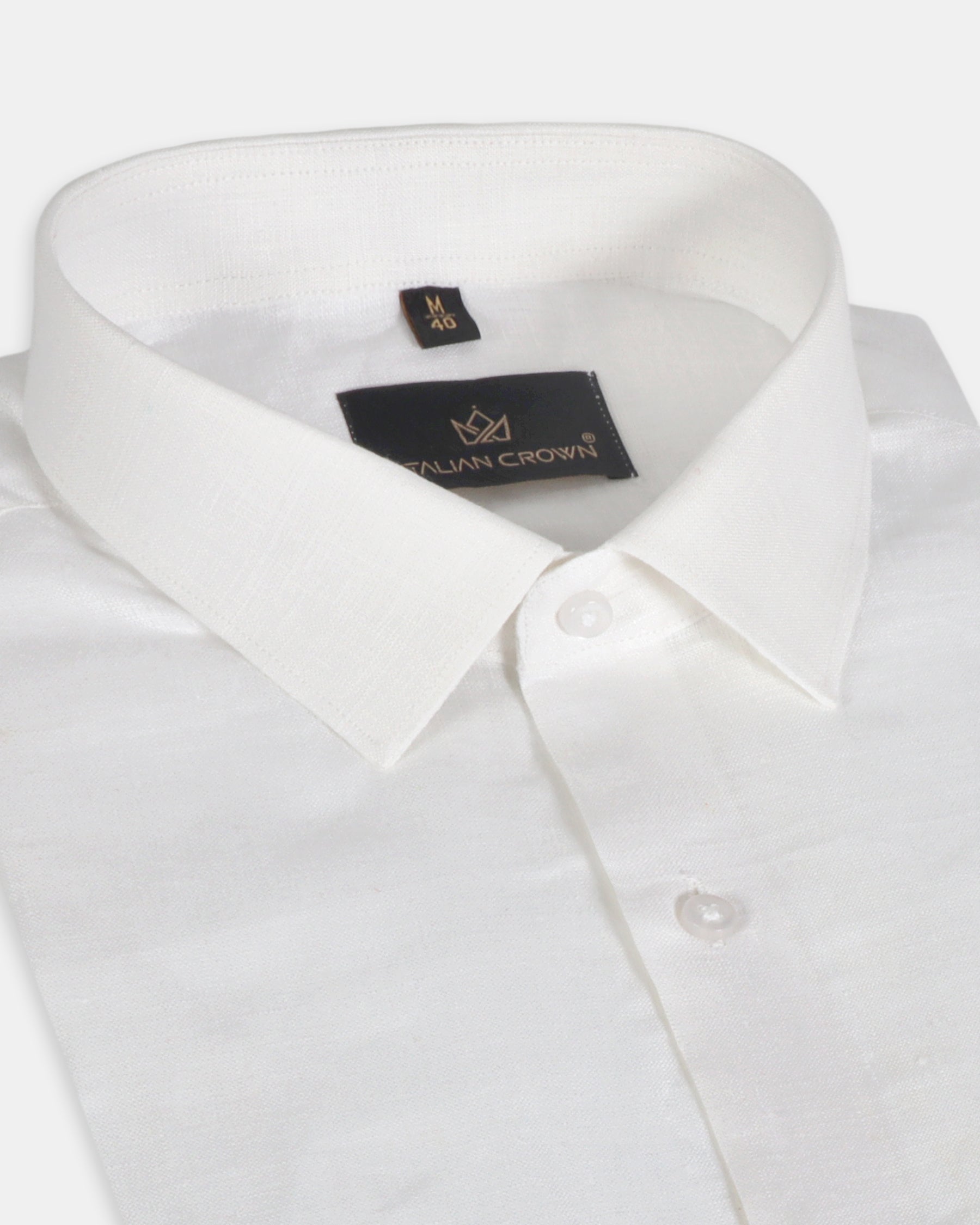 Plain White Linen Regular Fit Cotton Shirt For Men
